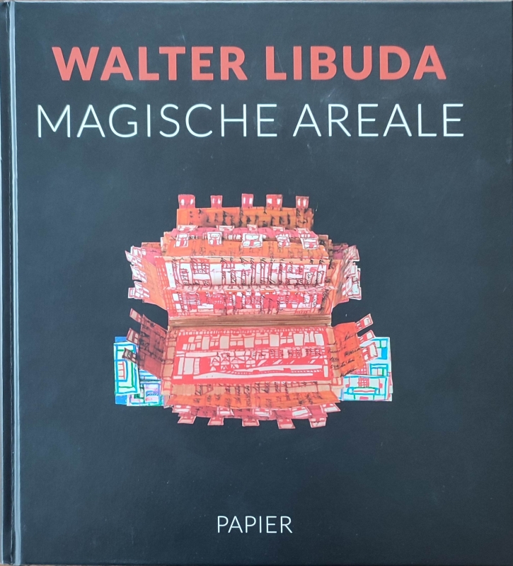 KI generiert: Das Bild zeigt das Cover eines Buches mit dem Titel "Magische Areale" von Walter Libuda. Im Zentrum des Covers befindet sich eine farbenfrohe, abstrakte Illustration in Form eines offenen Buches.