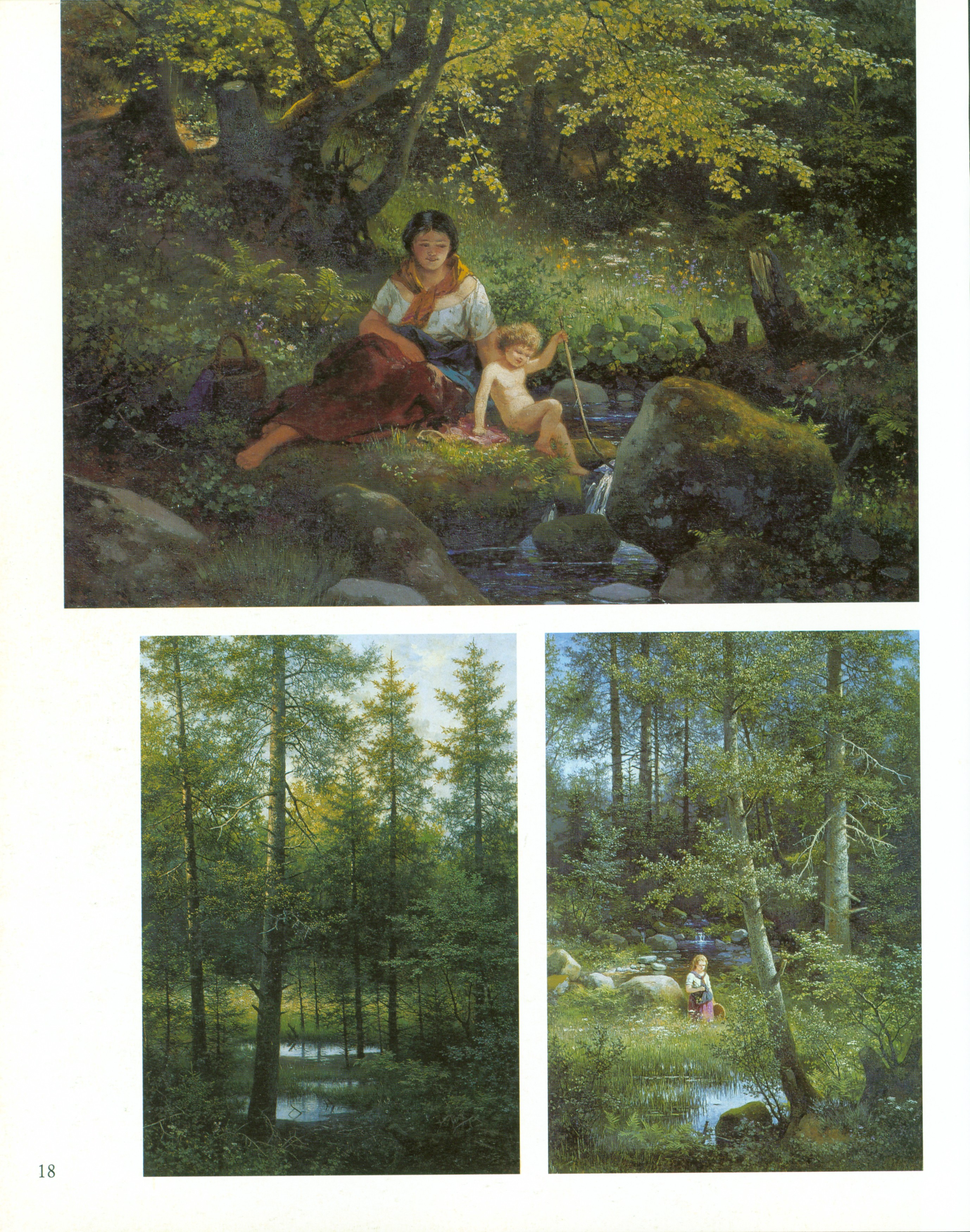 KI generiert: Das Bild zeigt eine ländliche Szene, in der eine Frau und ein Kind an einem kleinen Bach in einem Wald sitzen. Die Umgebung ist von üppigem Grün und Bäumen geprägt, was eine ruhige und friedliche Atmosphäre schafft.